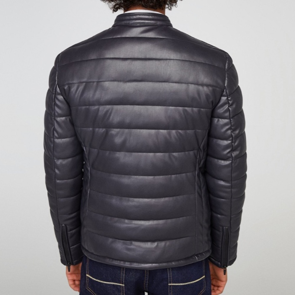 NEW ZARA FAUX LEATHER PUFFER JACKET Faux leather. - Picture 4 of 8